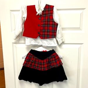 Hand Made Girls Wool Vest and Skirt size 3/4T